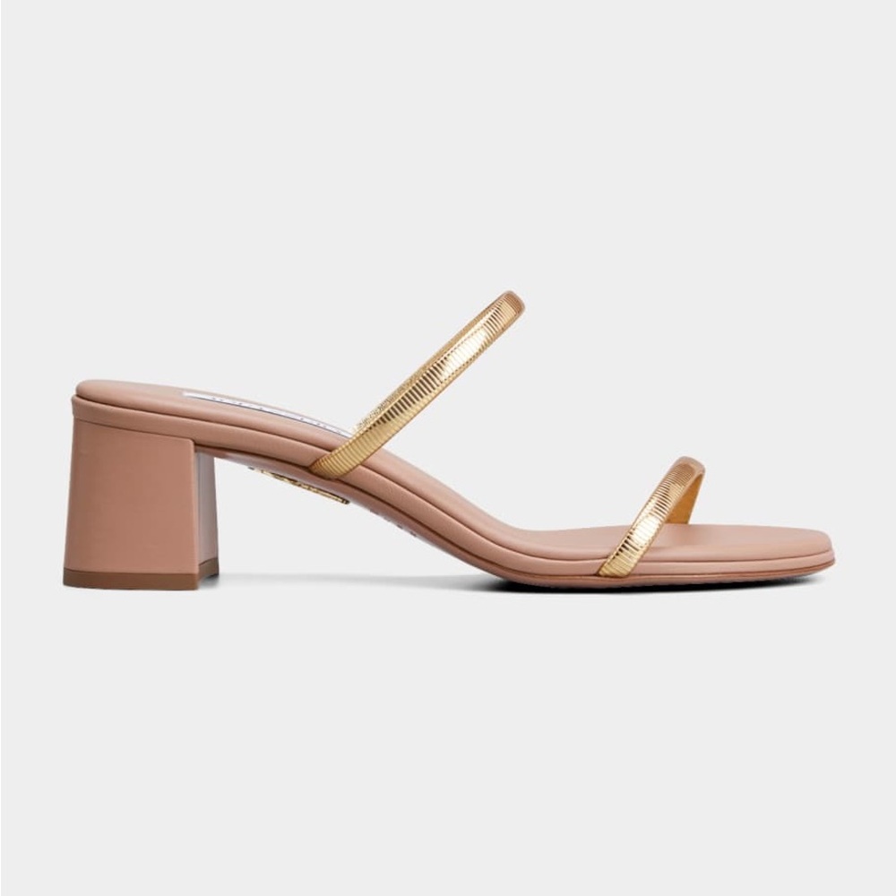 AQUAZZURA Laguna Bicolor Two-Band Slide Sandals